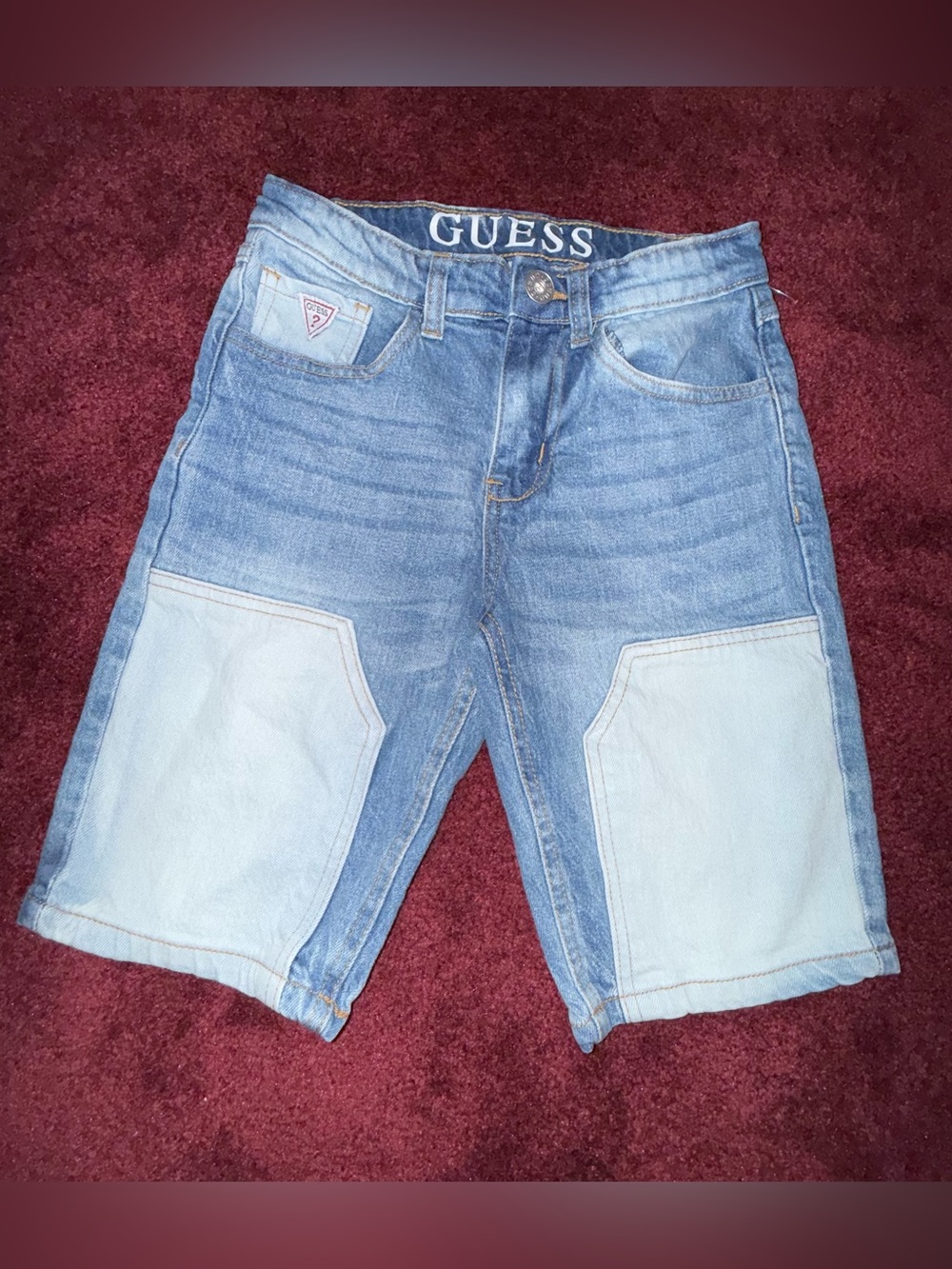Guess Boys Patchwork Blue Denim Shorts Size 12 Jean